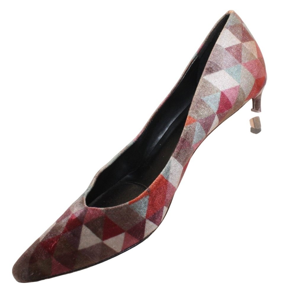 Vintage Vaneli Womens Size 9.5N Diamond Pattern Kitten Heels Velvet Shoes - Picture 2 of 10